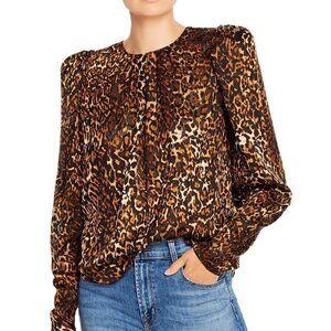 NWT Ronny Kobo Chiara Velvet Animal Print Blouse Size XS